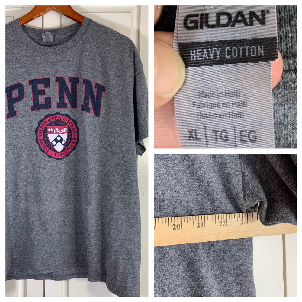 Gildan University Pennsylvania T Shirt‎ Mens XL Heavy Cotton Gray Short Sleeve